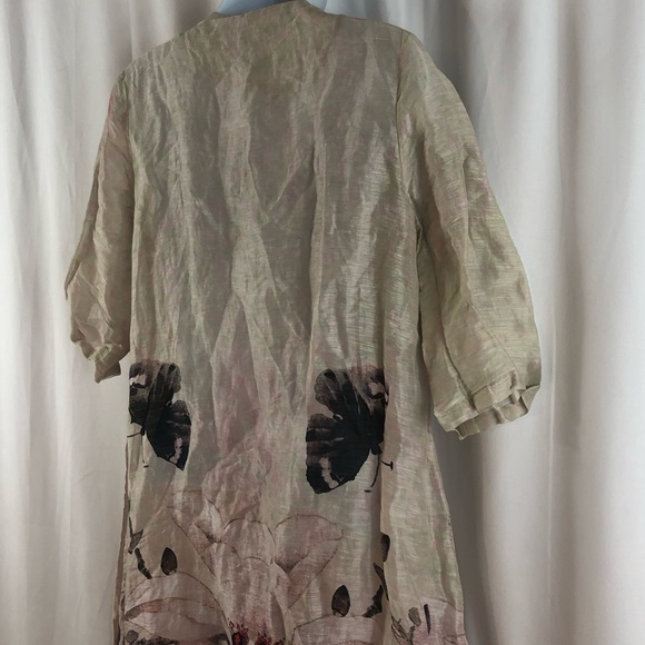 Elenyun Silk/Linen sheer floral half sleeve button front jacket M - Picture 13 of 16